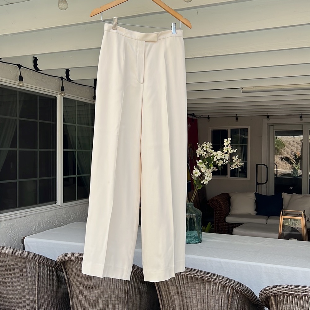 Ralph Lauren women green label 100% silk wide leg pants